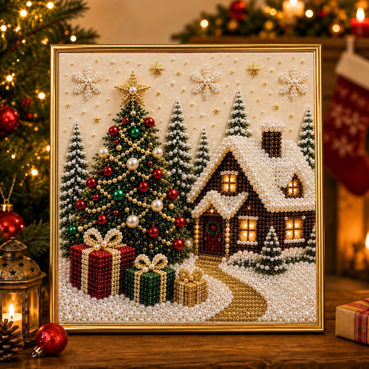 ✨ 3D Christmas Pearl Craft Kit🎅 – Relaxing DIY Holiday Art | All‑In‑One Framed Pearl Diamond Painting for Christmas Decor & Heartwarming Family Gifts