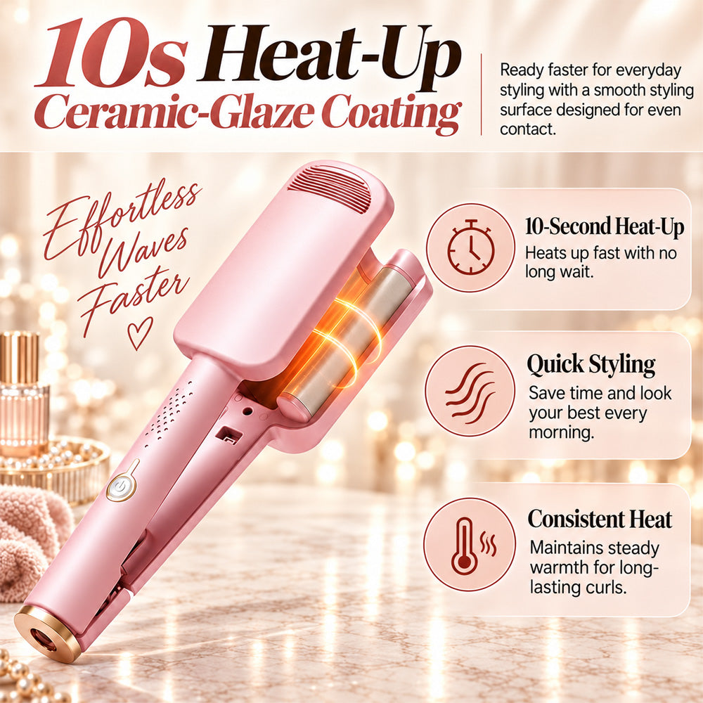 ✨ 💈 LIMITED-TIME 50% OFF! 💐 Wavy Curling Iron – Effortless Clamp-and-Hold Styling, Save Time on Your Everyday Look