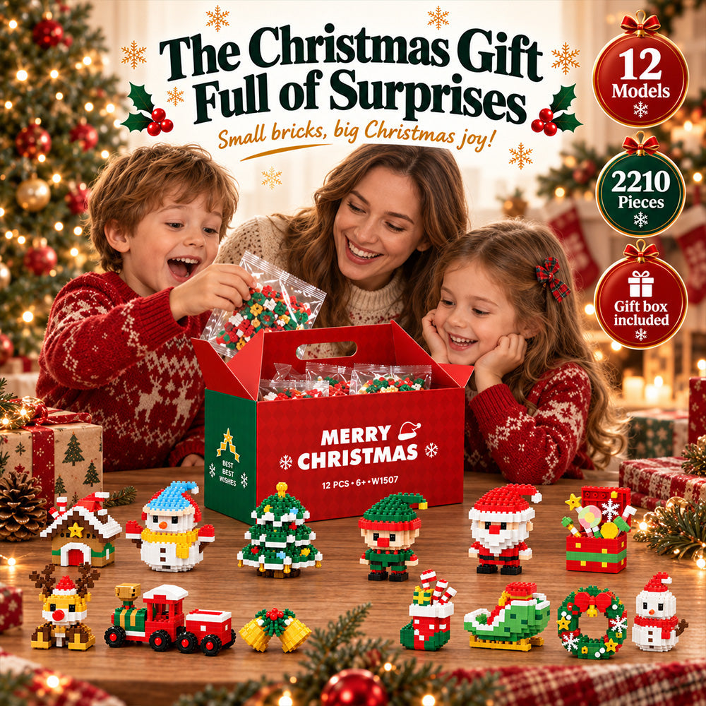 🌟 Last day to save 49% – 🎄 12-Day Mini Christmas DIY Building Set | 12 unique festive buildable designs with hanging loops—perfect for decorating Christmas trees, wreaths, and holiday displays 🧱