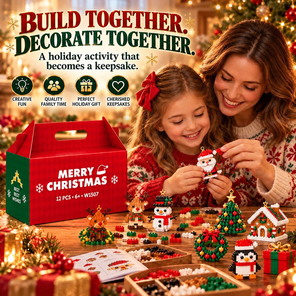 ⏳ Last day to save 49% – 🎄12-Day Mini Christmas Ornament Advent Calendar | 12 unique festive buildable designs with hanging loops—perfect for decorating Christmas trees, wreaths, and holiday displays 🧱