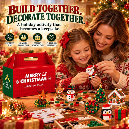 ⏳ Last day to save 49% – 🎄12-Day Mini Christmas Ornament Advent Calendar | 12 unique festive buildable designs with hanging loops—perfect for decorating Christmas trees, wreaths, and holiday displays 🧱