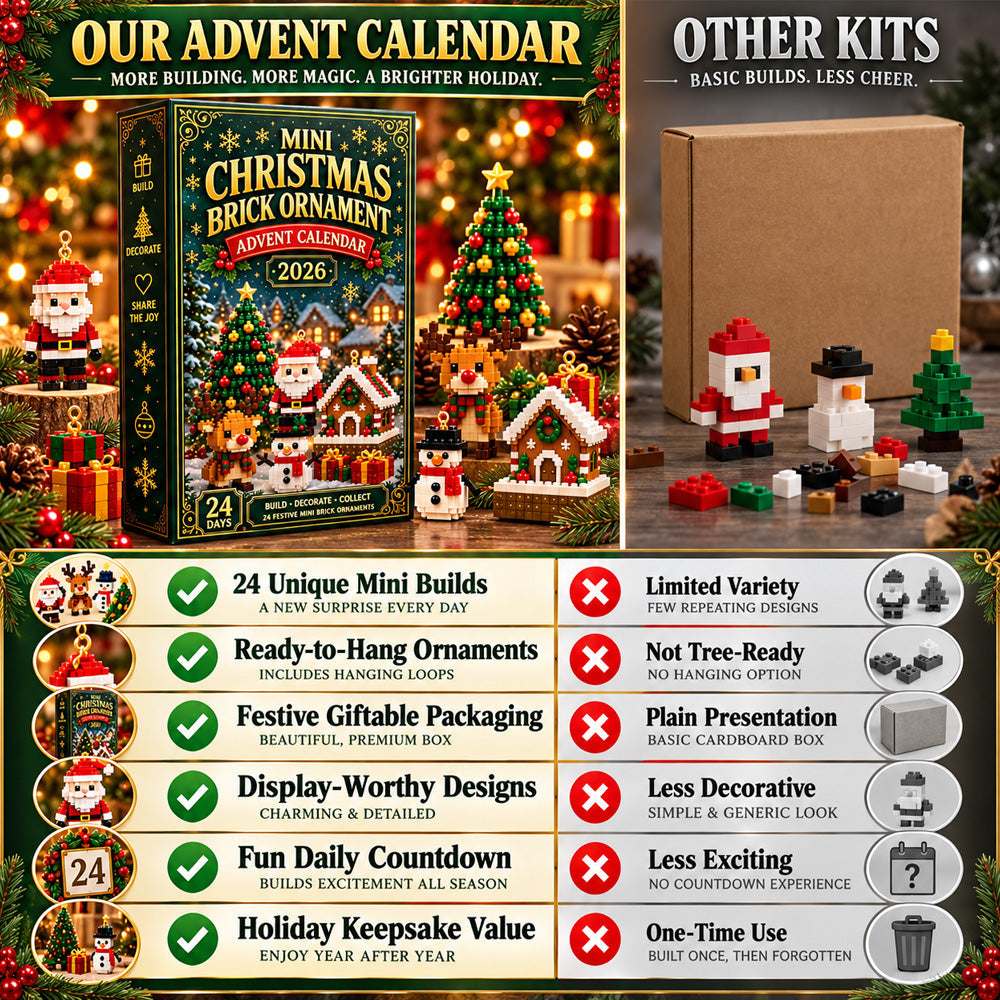 ⏳ Last day to save 49% – 🎄 24-Day Mini Christmas Ornament Advent Calendar | 24 unique festive buildable designs with hanging loops—perfect for decorating Christmas trees, wreaths, and holiday displays 🧱🎅
