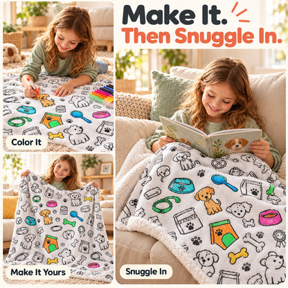 🔥LAST DAY SALE 50% OFF!!🎨✨ | Creative Coloring Blanket  + FREE 15-Color Fabric Marker Set, Perfect for Kids, Family Fun & Creative Gifting!
