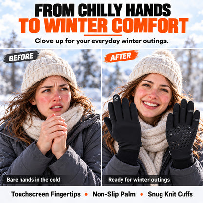 Winter Thermal Gloves for Men and Women Windproof Cold Resistant Touchscreen Non Slip Gloves for Cycling