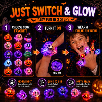 🔥🎃Spooky Season Hot Sale 50% OFF‼️✨LED Light Halloween Glowing Ring | Flashing Light‑Up Party Favor for Halloween Night👻
