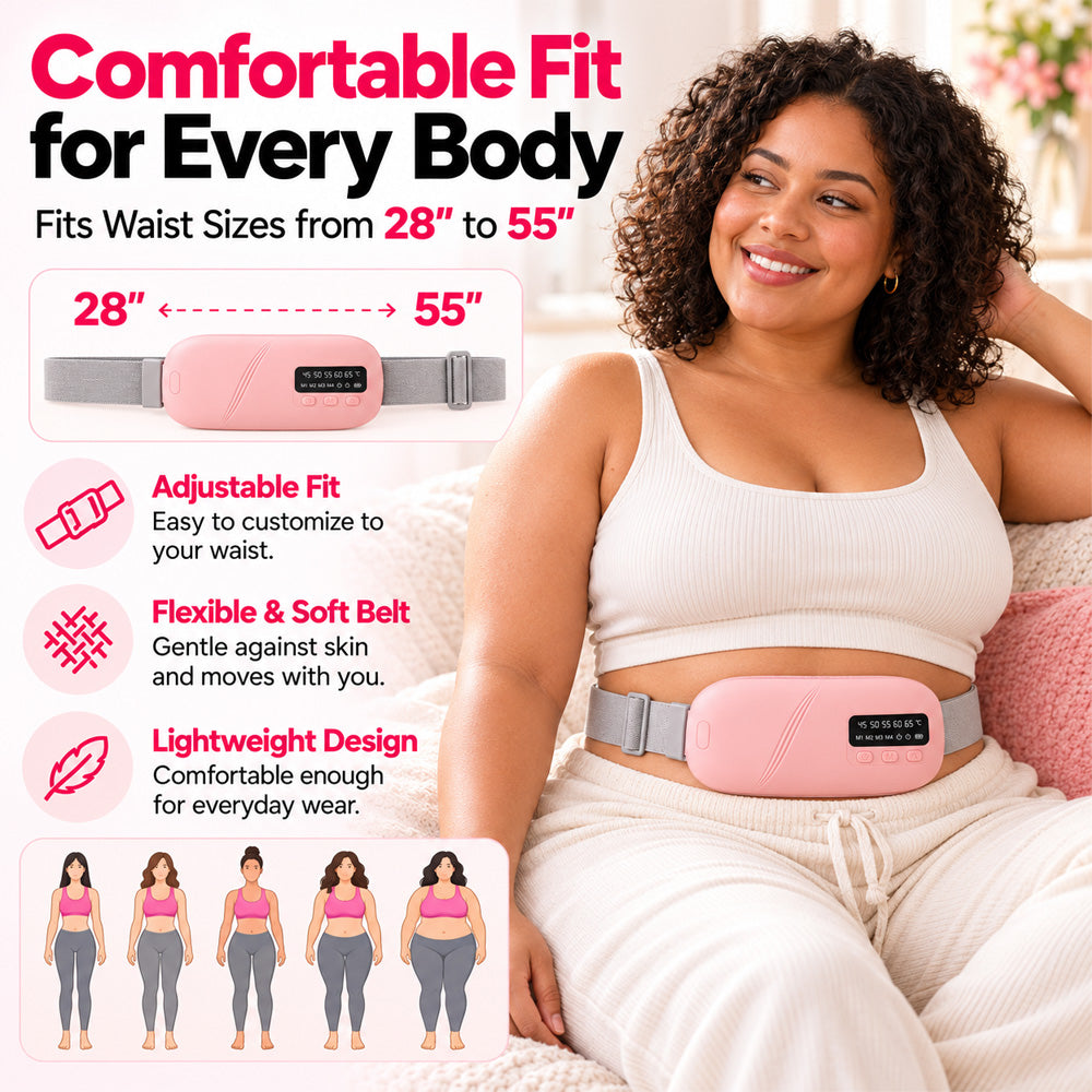 🔥 LIMITED-TIME 40% OFF | Heating Belt for Cramps & Back Relief – 5 Heat Levels, 4 Vibration Modes & Cordless