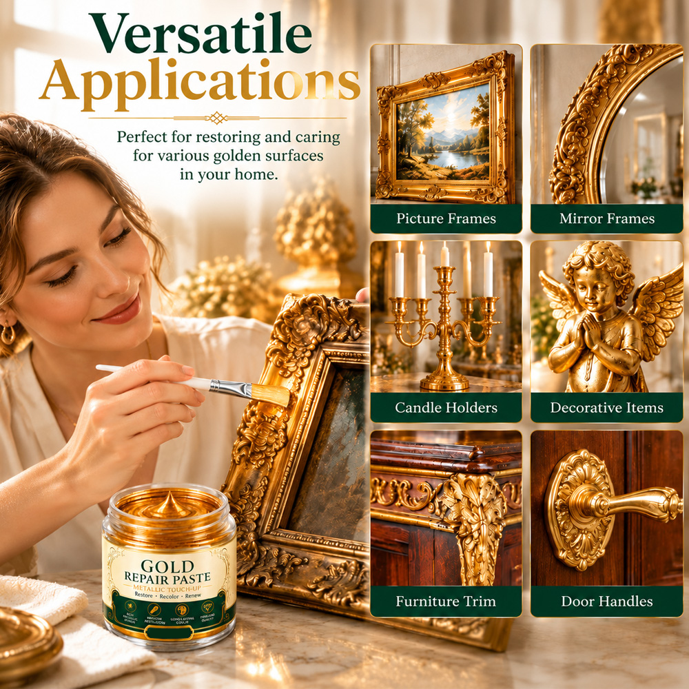 🎁 BUY 2 GET 1 FREE+50% OFF!! Gold Metallic Repair Paste with Brush – Revive Worn Frames & Furniture and Refresh Your Décor Without Buying New
