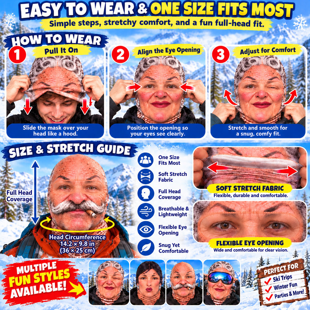 ⏳ Save 49% Today Only! 😂 Funny Thermal Balaclava – Warm, Soft & Stretchy ☁️ Hilarious Designs & 4 Ways to Wear for Skiing, Outdoor Adventures & Everyday Comfort 🎿❄️