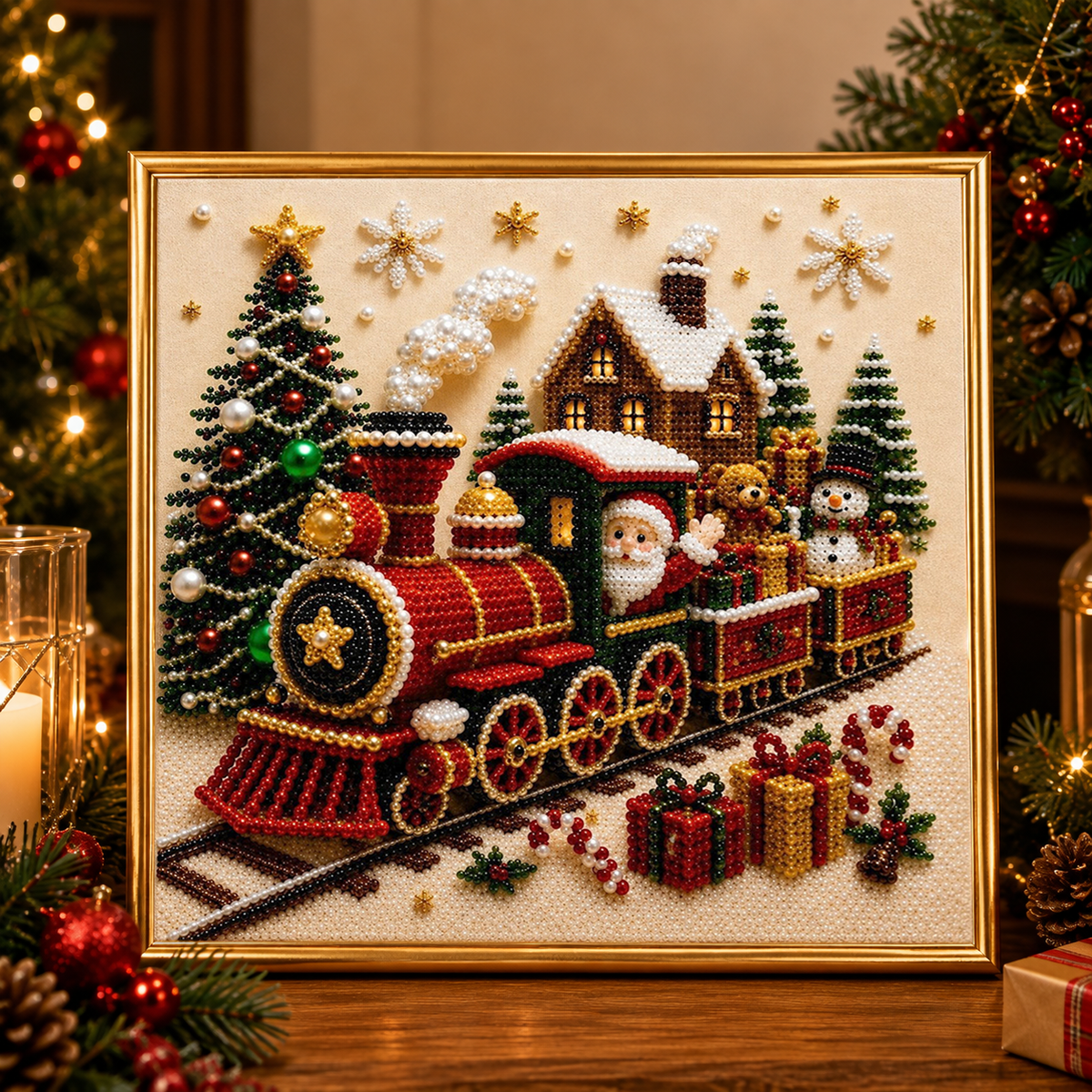✨ 3D Christmas Pearl Craft Kit🎅 – Relaxing DIY Holiday Art | All‑In‑One Framed Pearl Diamond Painting for Christmas Decor & Heartwarming Family Gifts