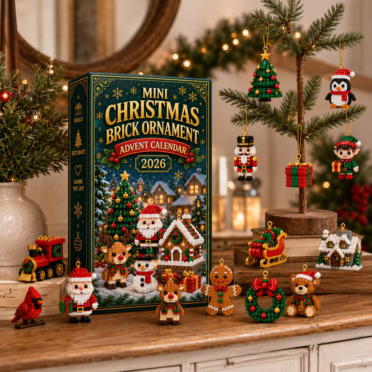 ⏳ Last day to save 49% – 🎄 24-Day Mini Christmas Ornament Advent Calendar | 24 unique festive buildable designs with hanging loops—perfect for decorating Christmas trees, wreaths, and holiday displays 🧱🎅