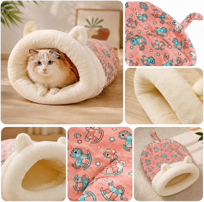 🐾🔥 Best Seller! Semi-Enclosed Warm Pet Sleeping Bag Bed – Windproof Plush Cozy Nest for Cats & Small Dogs, Perfect for Winter Naps ❄️