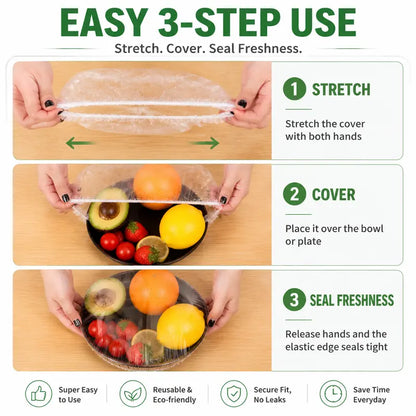 🍽️✨ 100PCS Stretch Bowl Covers – Elastic Bowl & Plate Covers for Easy Food Storage 🥗
