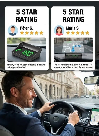 🚗50% OFF | Car GPS HUD Head-Up Display, Digital MPH Speedometer, Red Light Camera Alert & Traffic Light Countdown, Driver Safety Device to Avoid Driving Fines