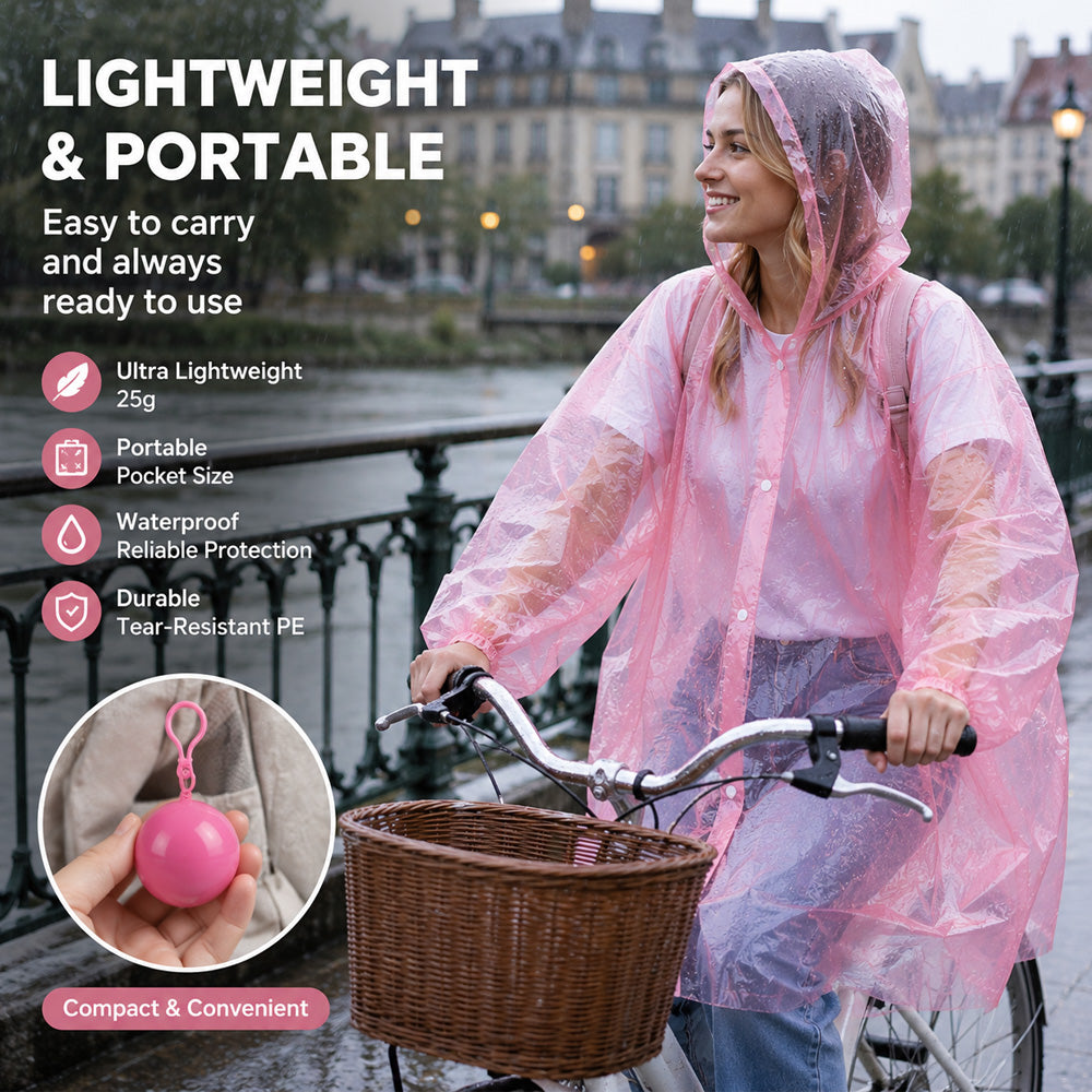 🌧️ 50% OFF! Pocket-Size Emergency Rain Poncho, Ball-Packed Waterproof Raincoat, One-Size Lightweight Rain Protection for Travel, Hiking & Outdoor🌈