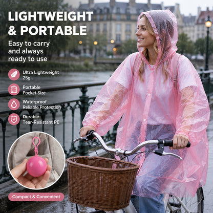 🌧️ 50% OFF! Pocket-Size Emergency Rain Poncho, Ball-Packed Waterproof Raincoat, One-Size Lightweight Rain Protection for Travel, Hiking & Outdoor🌈