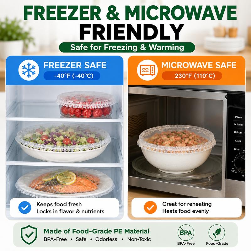 🍱🥪100PCS Disposable Stretch Food Covers, Elastic Kitchen Bowl & Plate Lids, Plastic Wrap Alternative for Food Storage & Leftovers Preservation