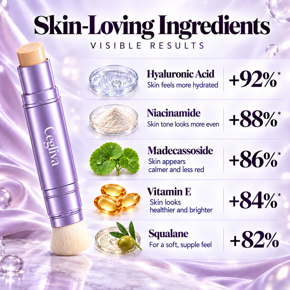 🔥 HOT SALE | ✨ 2-in-1 Color-Changing Foundation Stick 💜 Built-in Brush 💧 Hydrating Lightweight Coverage for All Skin Tones