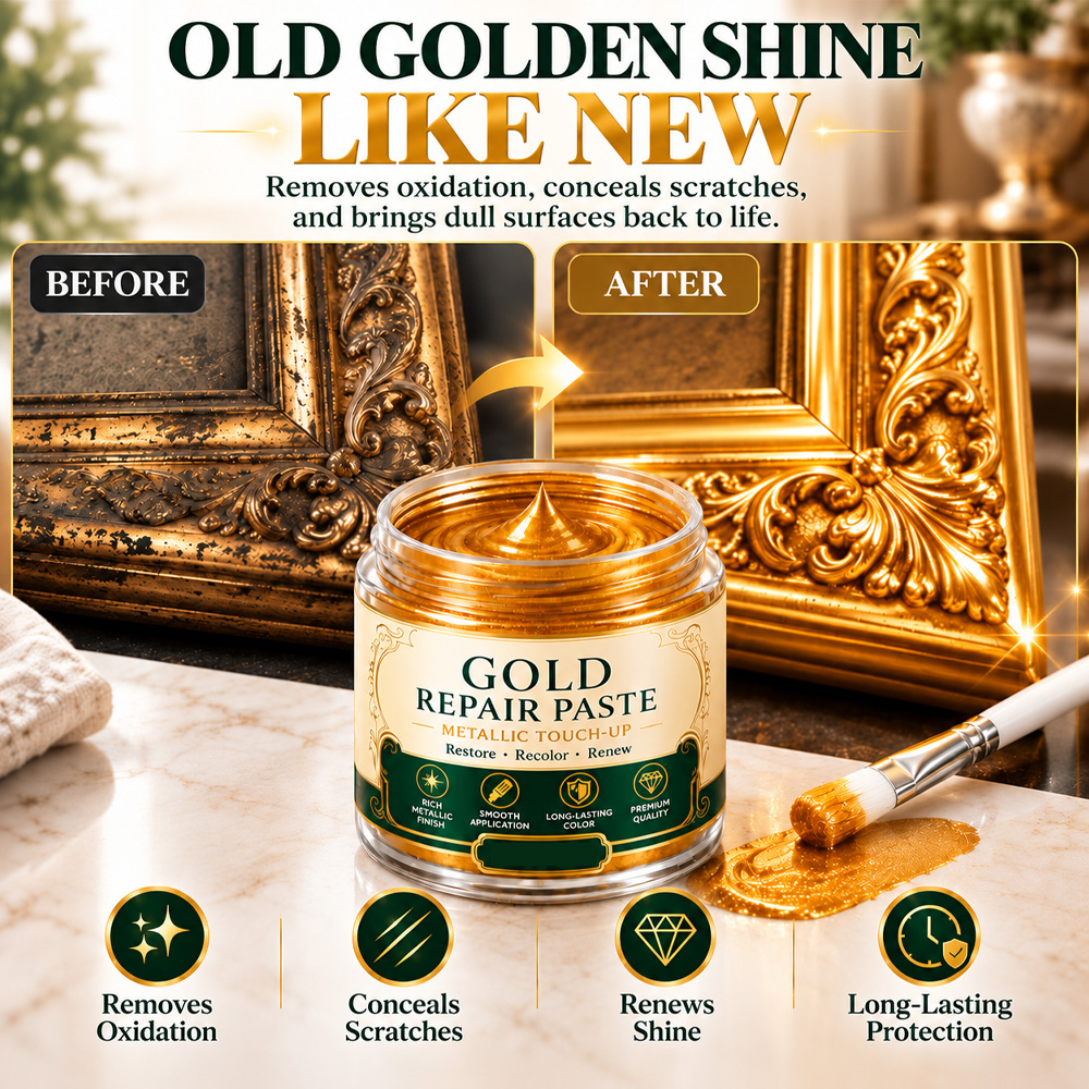 🎁 BUY 2 GET 1 FREE+50% OFF!! Gold Metallic Repair Paste with Brush – Revive Worn Frames & Furniture and Refresh Your Décor Without Buying New