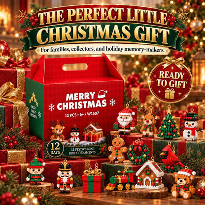 ⏳ Last day to save 49% – 🎄12-Day Mini Christmas Ornament Advent Calendar | 12 unique festive buildable designs with hanging loops—perfect for decorating Christmas trees, wreaths, and holiday displays 🧱