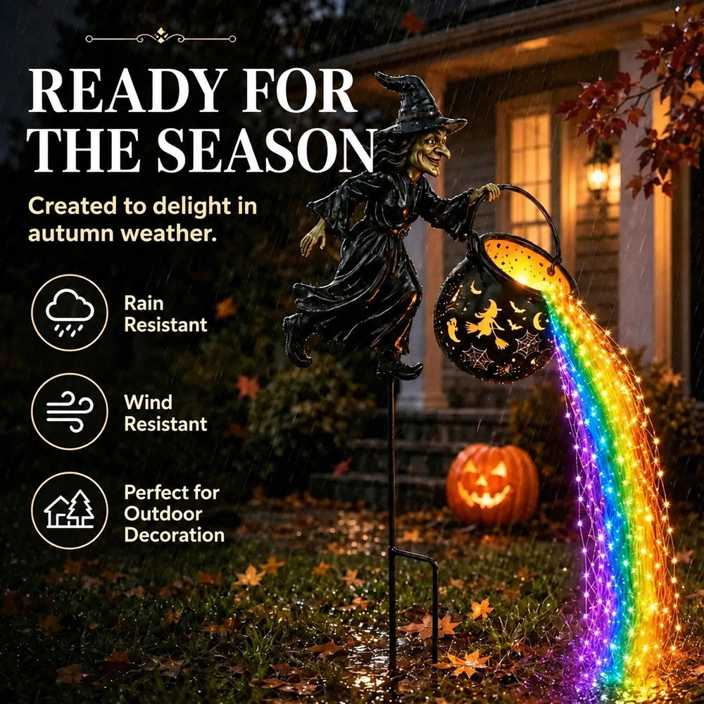 🔥50%OFF Today Only!🧙‍♀️🎃 A witch’s cauldron-shaped garden lamp with LED lighting – a striking outdoor decoration 🔮✨