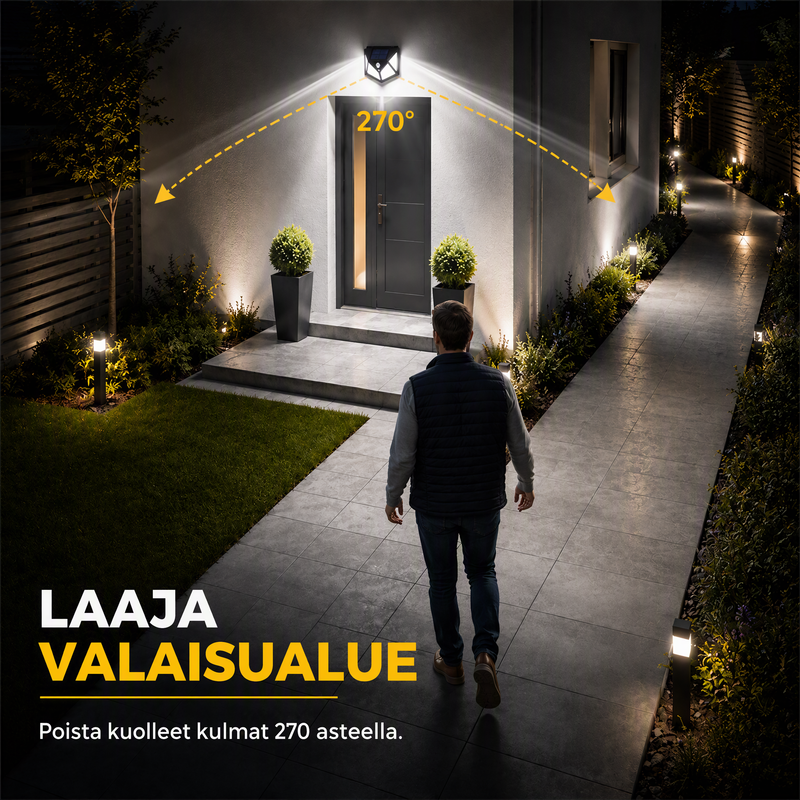 🌙💡 100 LED Solar-Powered Wall Light – 120° Motion Sensor, IP65 Waterproof Protection & Automatic Lighting for Gardens and Outdoor Spaces ☀️