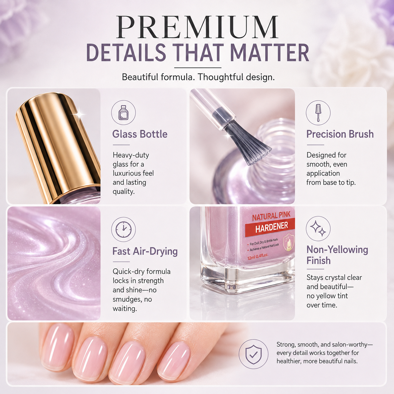 💅 40% OFF !! ⏰ Lilac Glossy Nail Strengthener – Strengthen Weak Nails & Restore Natural Shine