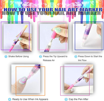 ⏳12 Colors Nail Art Pens Set🎨💅for DIY Nail Art Quick Drying Acrylic Painting and 3D Dot Embroidery mma acrylic nail - On Nails Quick Drying Dot Stitching Nail Art Pen for Home and Salon DIY, Nail Care Cutics Manicure Polish Cosmetic-Remifa®