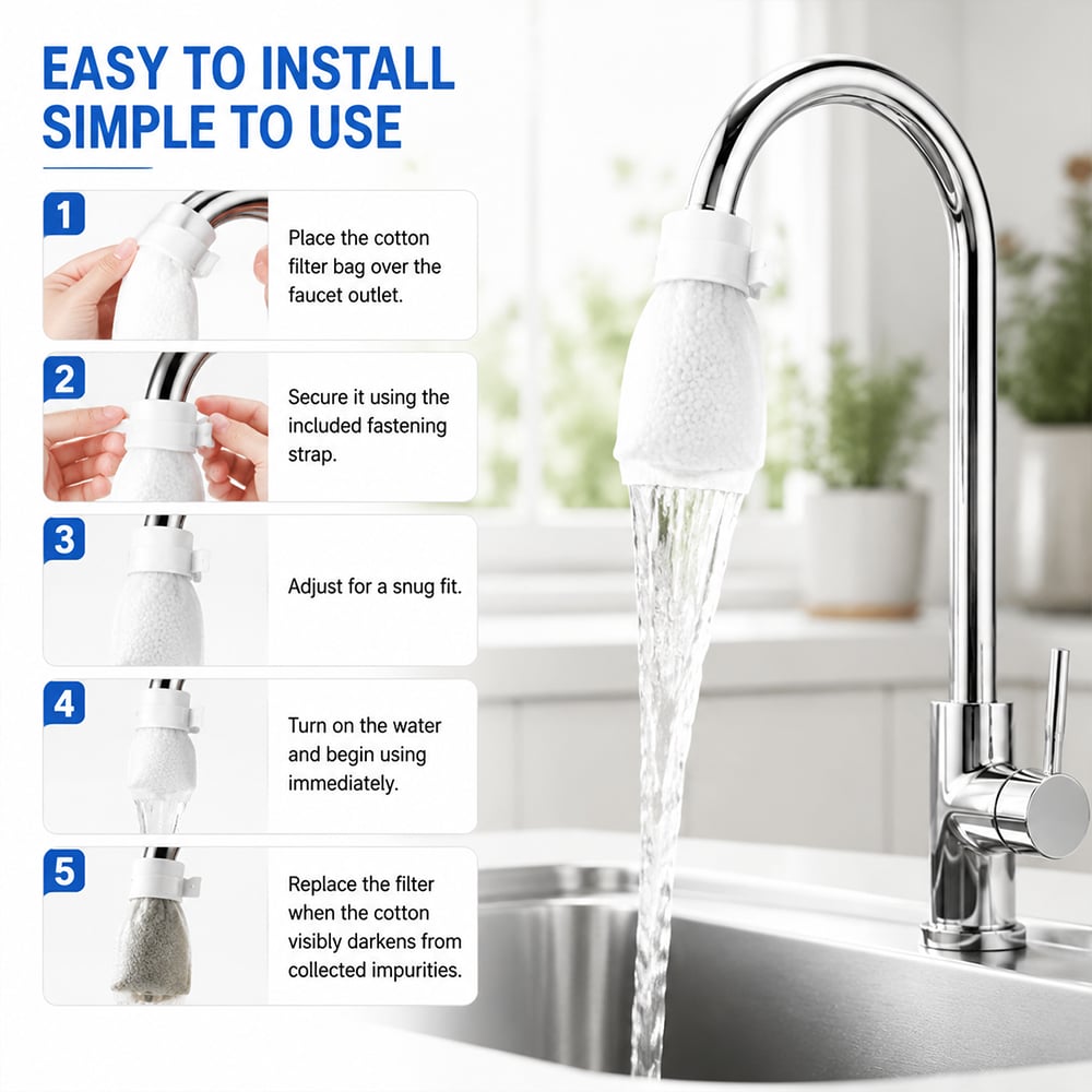 🔥LAST DAY 50% OFF💧Faucet Filter Cotton Bags - Universal, 100 PCS Splash-Proof Faucet Filter 🌟Set