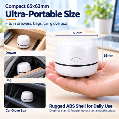 🎉50% OFF🎉✨ Portable Mini Desk Vacuum Cleaner | USB Rechargeable Compact Desktop Vacuum for Keyboard, Dust, Crumbs & Car Cleaning