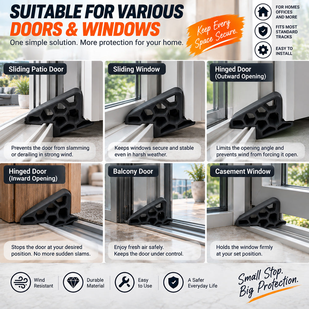 Cegliva®🎉🥳Secure Track Sliding Door & Window Stop – Shock-Absorbing Anti-Slam Rail Protector (🔥Buy 1 Get 1 Free)