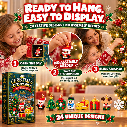 🎉🎉 Last day to save 49% – 🎄 24-Day Mini Christmas Ornament Advent Calendar | 24 unique festive buildable designs with hanging loops—perfect for decorating Christmas trees, wreaths, and holiday displays 🧱
