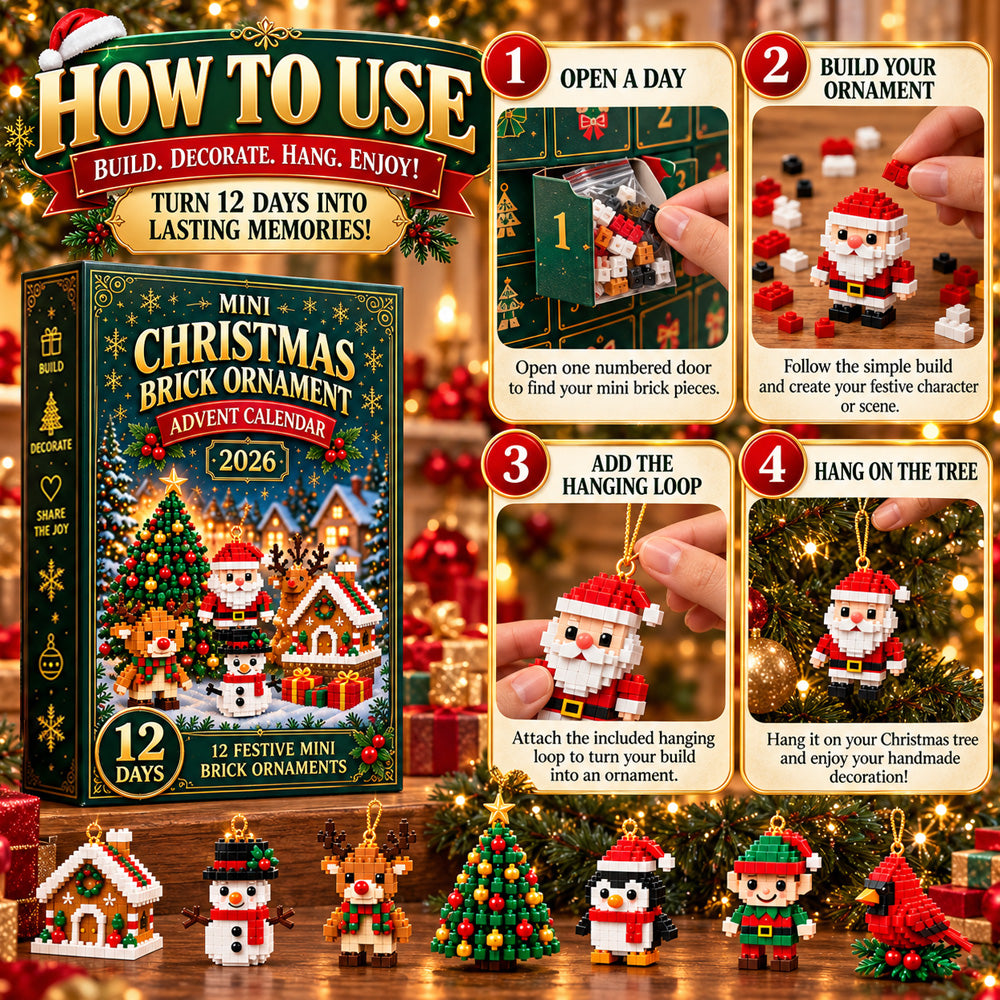 upsell⏳ Last day to save 49% – 🎄12-Day Mini Christmas Ornament Advent Calendar | 12 unique festive buildable designs with hanging loops—perfect for decorating Christmas trees, wreaths, and holiday displays 🧱