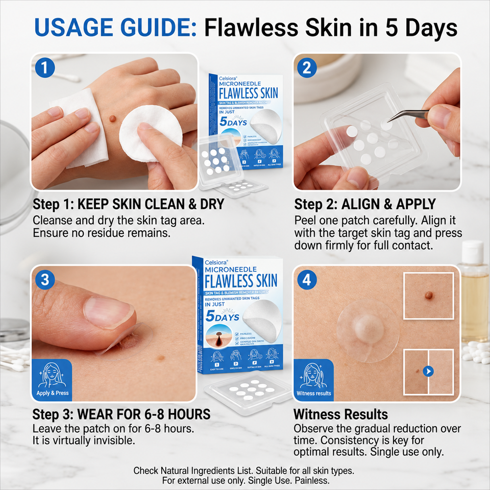 💚 Celsiora® 2-in-1 Microneedle & Hydrocolloid Patch | Raised Moles,Acne,  Flat Warts & Skin Tags Remover | Improves Wrinkles, Scars & Blemishes | Invisible Star Pimple Patches for Face & Body