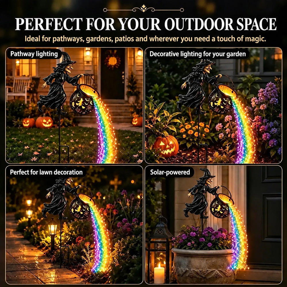 🔥50%OFF Today Only!🧙‍♀️🎃 A witch’s cauldron-shaped garden lamp with LED lighting – a striking outdoor decoration 🔮✨