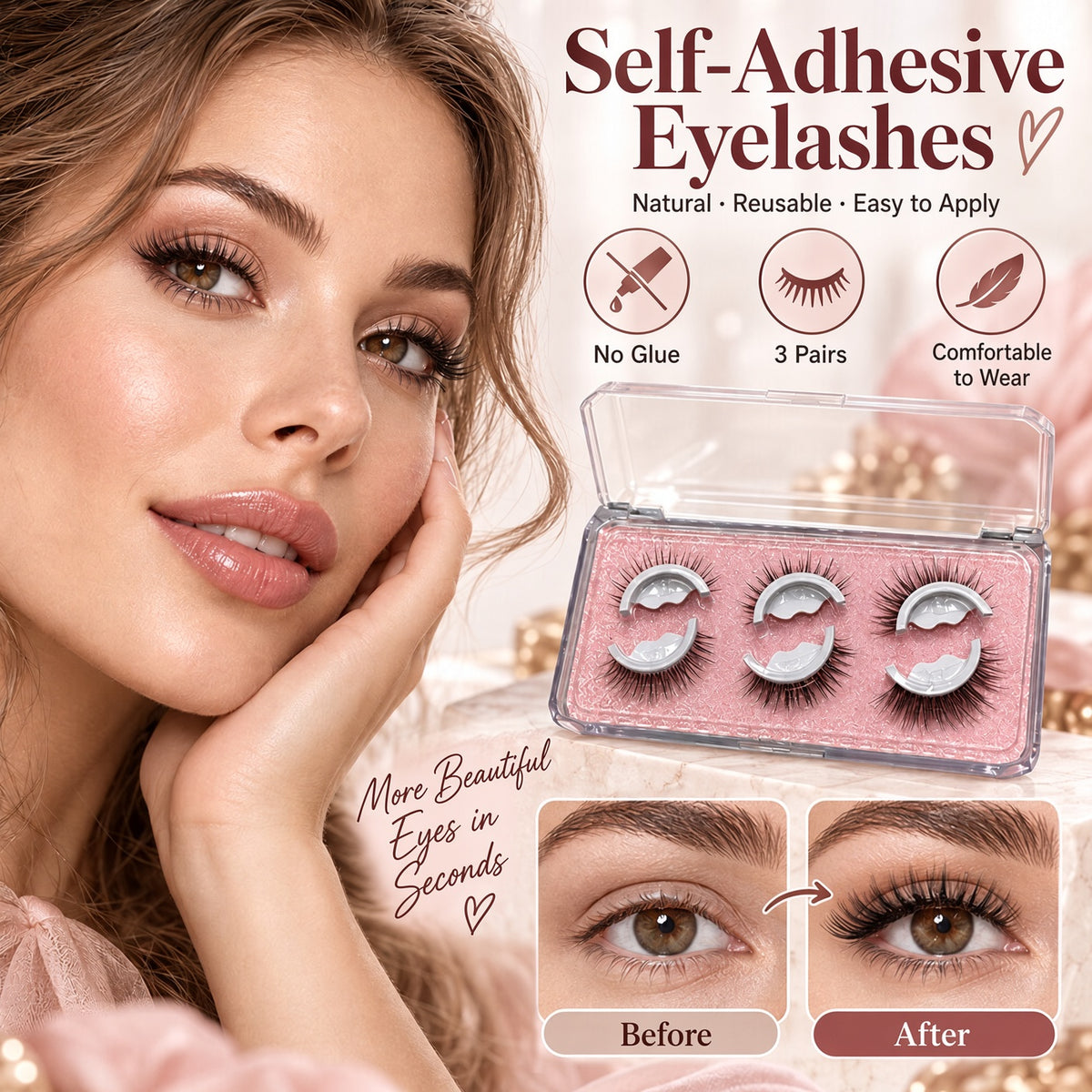 ✨Self-Adhesive Reusable Lashes | Lift Tired Saggy Eyelids in 3 Seconds👀 – No Glue, Zero Hassle!