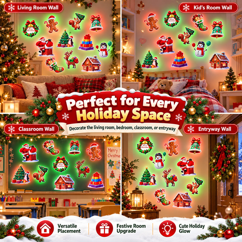 🥳New! Introductory Price - Half Price today🎄 Light-Up Christmas Wall Decals | No Drill, No Wires, Instant Holiday Glow 🎄