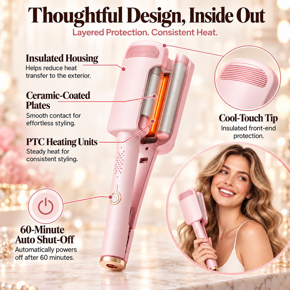 ✨ 💈 LIMITED-TIME 50% OFF! 💐 Wavy Curling Iron – Effortless Clamp-and-Hold Styling, Save Time on Your Everyday Look