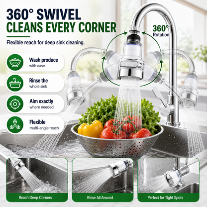 360° Rotating Faucet Aerator Filter, 6-Layer Filter with 3 Water Modes（ Includes 10 Replacement Filters ）
