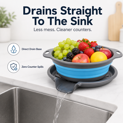 🥗 3-Piece Collapsible Colander Set – Fold Flat, Save Space & Easily Drain Pasta, Fruits & Veggies