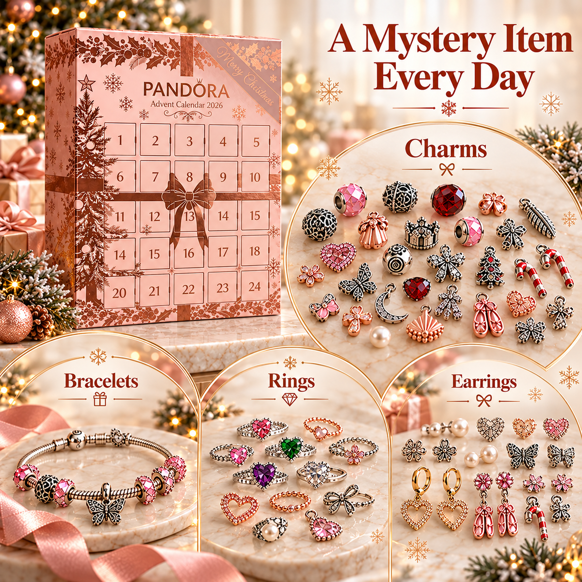 🎄 24-Day Jewelry Advent Calendar – Sparkling Christmas Surprises for Her