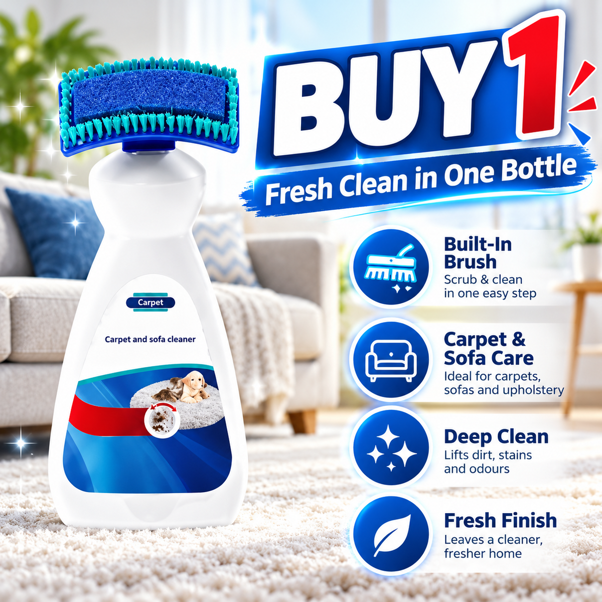 🎄 Pre-Christmas Deep Clean: LIMITED-TIME 50% OFF! |👑No-Wash Carpet & Sofa Cleaner with Brush
