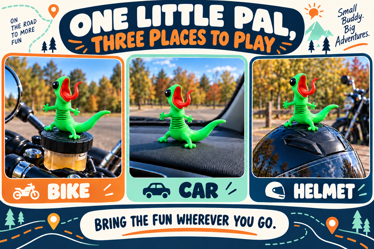 🦎🏍️ BUY 1 GET 1 FREE | Roadside Lizard Buddy – Car & Motorcycle Decor + FREE Strong No-Trace Adhesive