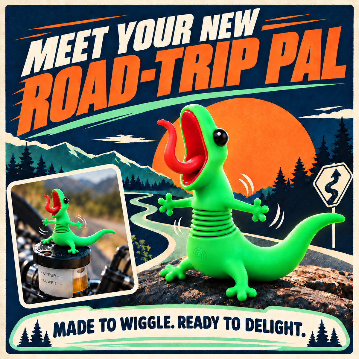 🦎🏍️ BUY 1 GET 1 FREE | Roadside Lizard Buddy – Car & Motorcycle Decor + FREE Strong No-Trace Adhesive