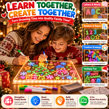 🎨 LED Light-Up Drawing Board for Kids – Reusable Glow Art Kit