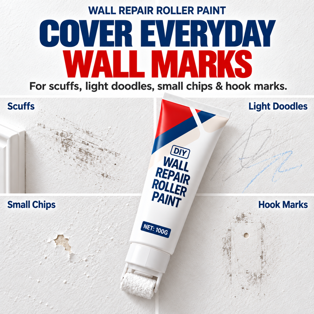 🔥 50% OFF Today Only! 🏠✨ Waterproof Wall Repair Paste with Built-In Roller – Quick & Easy Fixes for Cracks, Marks & Wall Imperfections💕