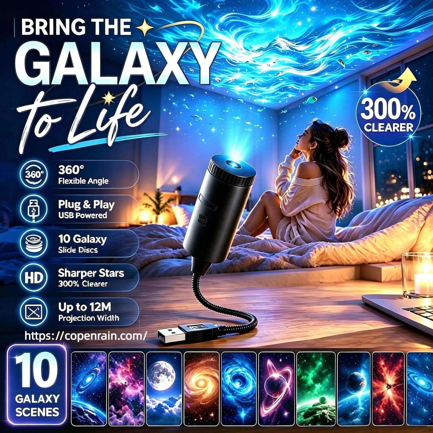 🌌Celsiora® Night Light Projector - Smart Holographic Star Projector