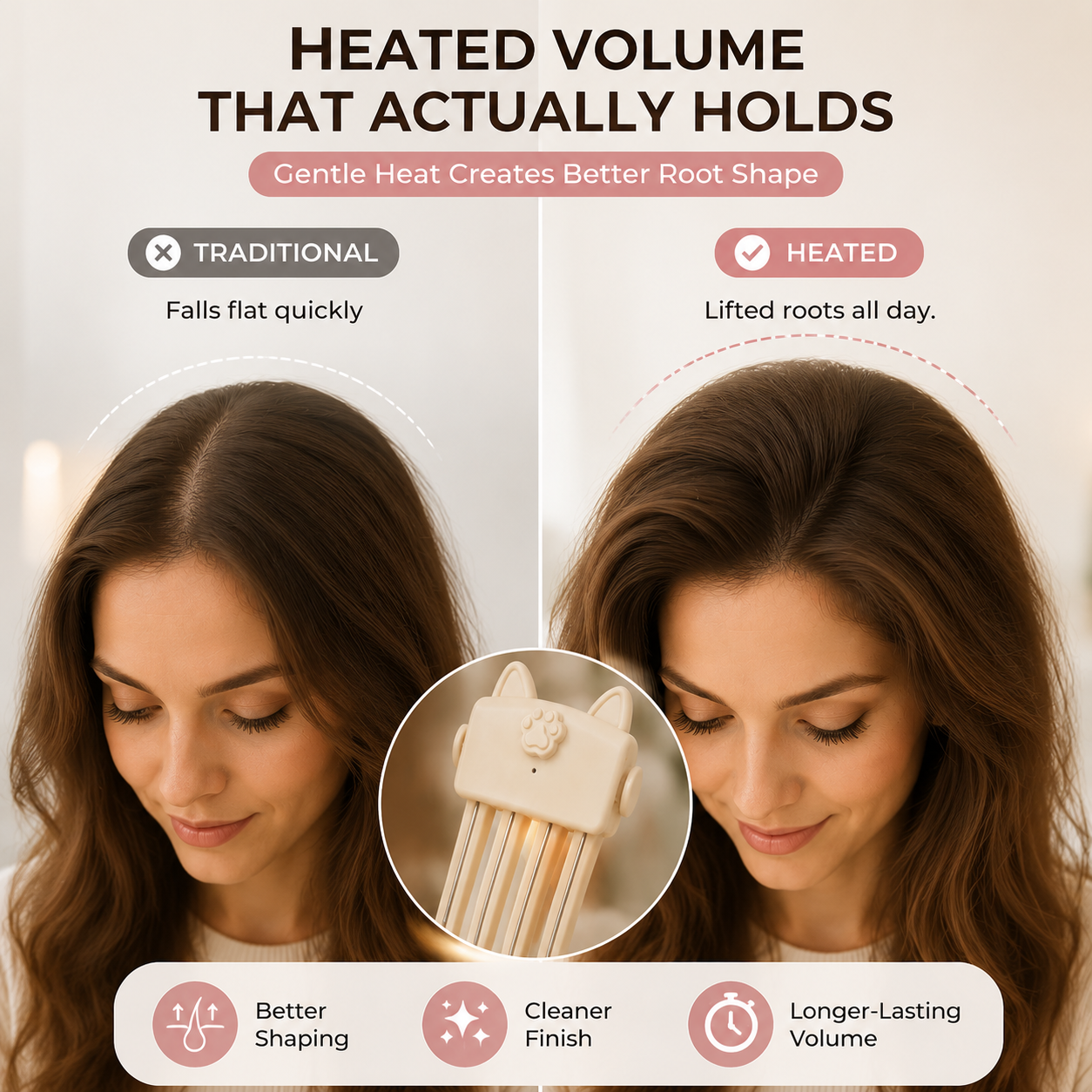 🎉48K+ Sold 💇 Wireless Heated Volumizing Root Lift Clip, Portable Travel Hair Styling Tool for Flat Fine Hair