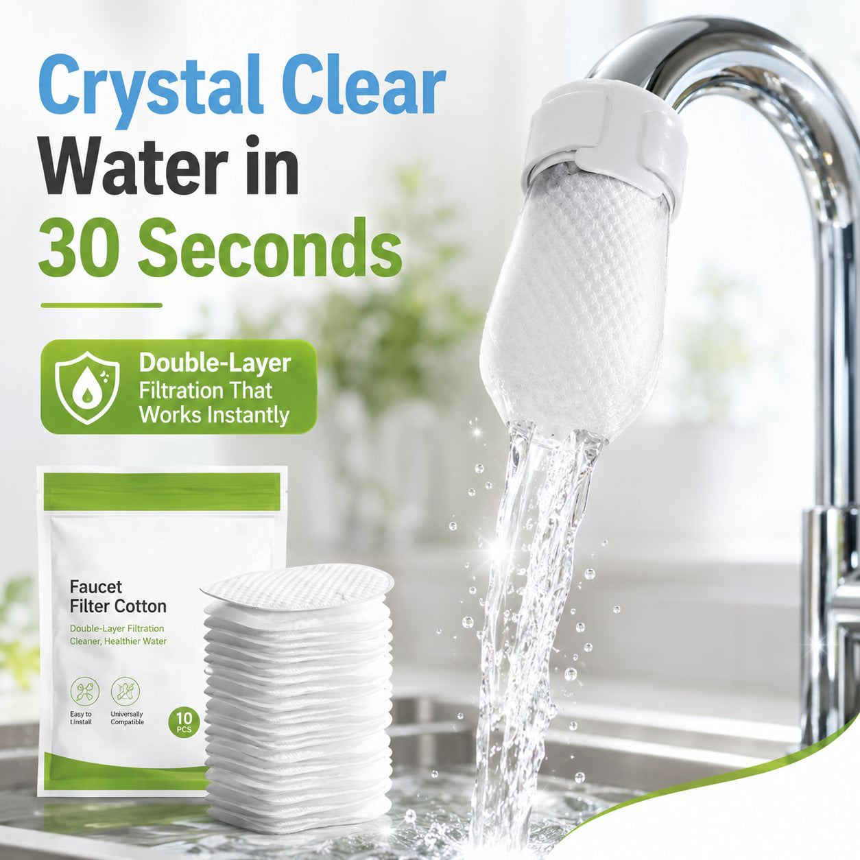 🎉HOT SALE✨Anti-Splash Kitchen Faucet Filter for Sediment & Rust Removal