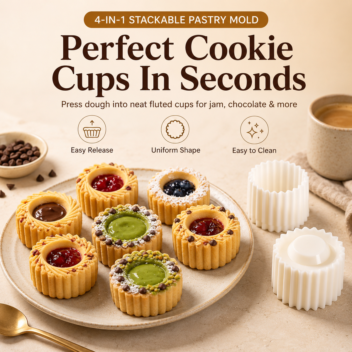 🍪✨Grab Our Dual‑Ended Pastry Press Mold | Create Pro‑Level Cookies & Pastries With Zero Baking Skills, Kids‑Friendly for DIY Baking, Homemade Gift‑Making & Space‑Saving Stress‑Free Festive Snack Prep