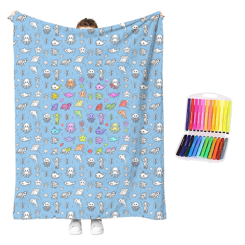 💥💰Best price guaranteed🔥LAST DAY SALE 50% OFF+Free Marker Pen Set!!🎨✨Creative Cozy Coloring Blanket Kit | Creative Arts & Crafts, Ultimate DIY Gift